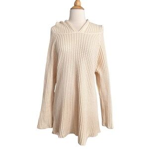 SASQUATCHFABRIX Waffle Knit Hoodie Tunic Sweater Dress Made In Japan Cotton M